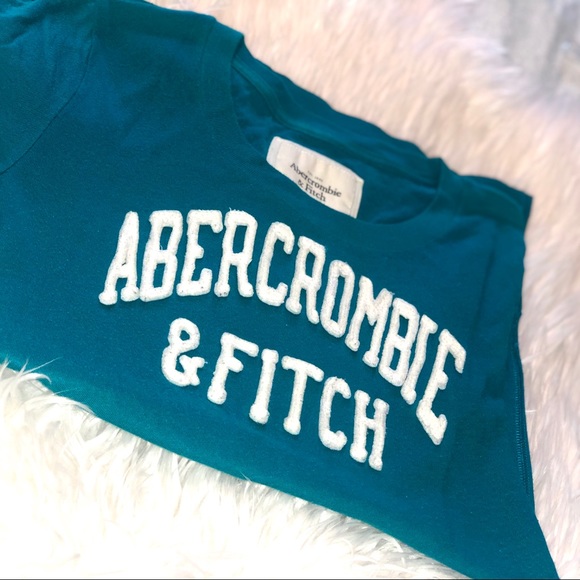 🖤Abercrombie & Fitch Logo Branded T-Shirt Blue - Picture 2 of 2